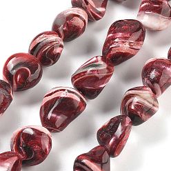 Красный Окрашенные нити натуральных бусин-ракушек трохуса, самородки, красные, 15~22x13~18x10~15 мм, отверстие : 1.2 мм, около 21 шт / нитка, 14.25'' (36.2 см)