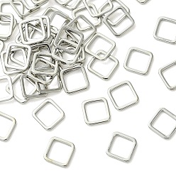 Platino Anillos de eslabones de latón Shegrace, plaza, sin cadmio, plomo, níquel, Platino, 8x8x1 mm, tamaño interno: 6.5x6.5