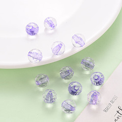 Lilac Transparent Acrylic Beads, Round, Faceted, Lilac, 6x5.5mm, Hole: 1.4mm, about 4160pcs/500g