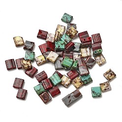 Бирюза 2 бисер матовый стеклянный непрозрачный, , квадратный, бирюзовые, 5x5x2 мм, отверстие : 0.8 мм