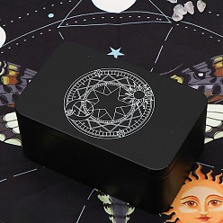 Звезда Печатные железные коробки для сбора карт Таро, футляры для хранения карт Таро, прямоугольные, чёрные, звезда, 13x8.3x6 см