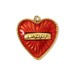 Настоящее золото 18K 304 нержавеющей стальной эмали подвески, сердце прелести, ионное покрытие (ip), зеркальная полировка, реальный 18 k позолоченный, 18x17 мм