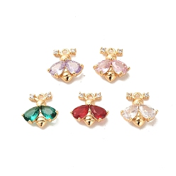 Real 18K Gold Plated Glass Pendants, with Brass Findings, Moth, Real 18K Gold Plated, 11.5x11.5x4mm, Hole: 1.2mm