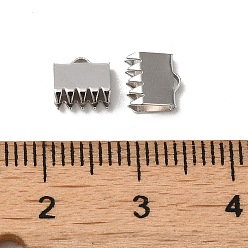 Platine Plaqué rhodium 925 extrémités du ruban en argent sterling, platine, 6x6mm, Trou: 0.5mm