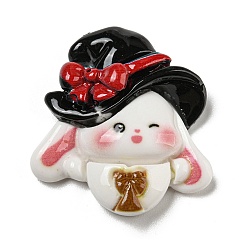 Bowknot Кабошоны из непрозрачной смолы на тему Хэллоуина, кролик в шляпе ведьмы, бантом, 27x25x8 мм