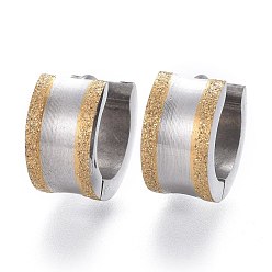 Золотой & Цвет Нержавеющей Стали Фактурные 304 серьги-кольца из нержавеющей стали, кольцо, золотые и нержавеющая сталь цвет, 12x13x7 мм, штифты : 1.2 мм
