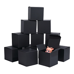 Negro 24unidades de cajas plegables de papel para empaquetar joyas, plaza, negro, 9x9x9 cm