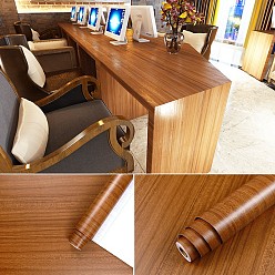 Tierra de siena Papel de contacto de grano de madera autoadhesivo, pegatinas de pared, para armario de cajones, tierra de siena, 410x0.3 mm, sobre 3 m / rollo