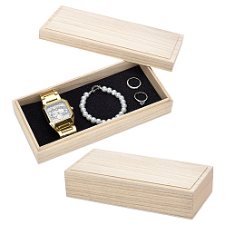 Rectangle Деревянные ящики для хранения, подарочные коробки с губкой, старинный белый, прямоугольные, 21.5x9.8x4.5 см