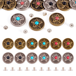 (52) Непрозрачная лаванда 12 шт. 6 Цвета: цинковый сплав и синтетическая бирюза, 1-луночное, плоско-круглые, разноцветные, 24.5x7 мм, отверстие : 2 мм, 2 шт / цвет