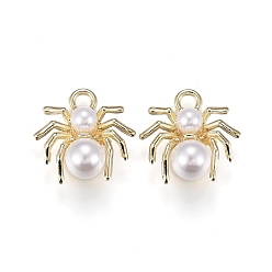 Light Gold Ювелирные изделия из сплава акриловые подвески, с петлями, паук, золотой свет, 15x14.5x7 мм, отверстие : 2 мм