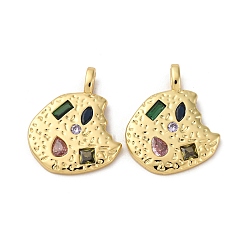 Настоящее золото 18K Латунные микро проложить кубического циркония подвески, самородки, долговечный, без кадмия и без свинца, стойки покрытие, реальный 18 k позолоченный, 20x17.5x2 мм, отверстие : 3.5x2.5 мм