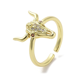 Настоящее золото 18K Открытые манжеты из латуни с паве из циркония, без кадмия, без никеля и без свинца, корова, реальный 18 k позолоченный, внутренний диаметр: 17.2 мм