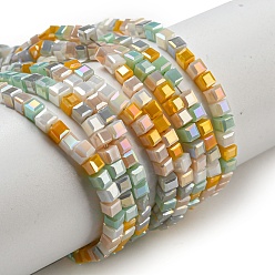 Оранжевый Стеклянные бусины с гальваническим покрытием , с полным покрытием цвета радуги, граненые, кубические, оранжевые, 2~2.5x2.5~3x2.5~3 мм, отверстие : 0.8 мм, около 186 шт / нитка, 18.31'' (46.5 см)