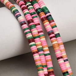 Mixed Color Natural Agate Beads Strands, Dyed, Heishi Beads, Flat Round/Disc, Mixed Color, 4.5x1.5mm, Hole: 0.7mm, about 270pcs/strand, 15.75''(40cm)