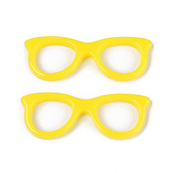 Желтый Подвески из непрозрачной смолы, ссылки на очки, желтые, 16x44~44.5x3.5 мм, отверстие : 14x11.5 мм