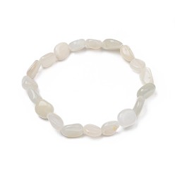White Moonstone Natural White Moonstone Stretch Beaded Bracelets, Tumbled Stone, Nuggets, 1-7/8 inch~2-1/8 inch(4.8~5.5cm), Beads: 6~15x6~11x3~11mm