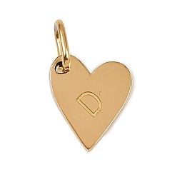 Letter D 304 прелести нержавеющей стали, с прыжковых колец, сердце с подвесками в виде букв, золотые, Буква D, 10x8.5x1.5 мм, отверстие : 4x2.5 мм