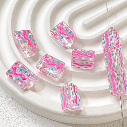 Ярко-Розовый Бусины лэмпворк , пастельный фарфор, треугольные, ярко-розовый, 12x9 мм, отверстие : 1.2 мм