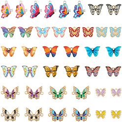 (52) Непрозрачная лаванда 40 шт. 20 стили подвески из сплава с эмалью и наборы звеньев, без кадмия и без свинца, форме бабочки, разноцветные, 13~24.5x15~22x1.5~2.5 мм, отверстие : 1.6~3 мм, 2 шт / стиль