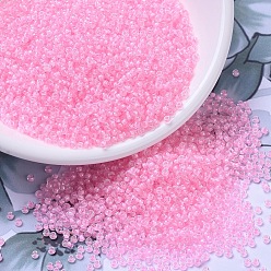 (RR207) Хрустальный с Розовой Подкладкой Миюки круглые бусины рокайль, японский бисер, (rr 207) розовый кристалл на подкладке, 11/0, 2x1.3 мм, Отверстие : 0.8 мм , около 5500 шт / 50 г