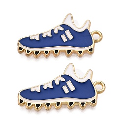 Средно-синий Стойки обшивки сплава эмали подвески, без кадмия, без никеля и без свинца, золотой свет, обувь очарование, светло-синий, 26x14x1 мм, отверстие : 1.8 мм