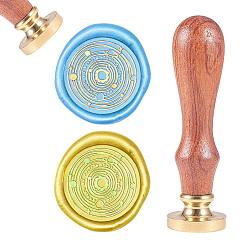 Golden DIY Scrapbook, Brass Wax Seal Stamp and Wood Handle Sets, Planet, Golden, 8.9x2.5cm, Stamps: 25x14.5mm