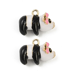 Панда Эмалевые сплавы подвески с изображением животных из мультфильмов, золотой свет, панда, 11.5x16x10 мм, отверстие : 1.4 мм