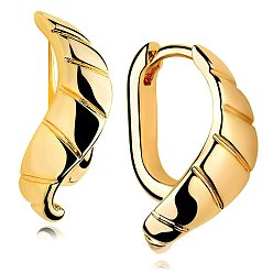 Другие Латунные серьги обруча, золотые, волна, 15 мм