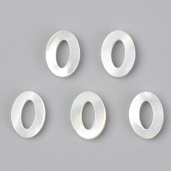 Number Natural White Shell Mother of Pearl Shell Charms, Number, Num.0, 10x7x2mm, Hole: 0.8mm