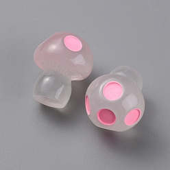 Pink Украшение дисплея светящейся смолой, светящиеся в темноте украшения, гриб, розовые, 17x14 мм