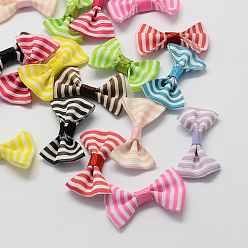Gemischte Farbe Handarbeit gewebt Ornament Accessoires, Zebra druckte Grosgrain bowknot, Gemischte Farbe, 23x35x7 mm, ca. 500 Stk. / Beutel