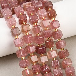 Клубничный Кварц Природного кварца клубники нитей бисера, кубические, с бисером, 8~8.5x8x7~8.5 мм, отверстие : 0.8 мм, около 39~40 шт / нитка, 15.35~15.83'' (39~40.2 см)