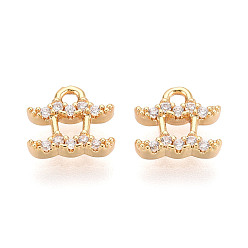 Водолей Латунные микро проложить кубического циркония прелести, двенадцать созвездий, долговечный, без никеля , реальный 18 k позолоченный, Водолей, 7x8x2 мм, отверстие : 1.2 мм
