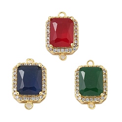 (52) Непрозрачная лаванда Стойка покрытие латунь микропаве прозрачный кубический цирконий прямоугольный соединитель подвески, со стеклом, долговечный, без кадмия и без свинца, реальный 18 k позолоченный, разноцветные, 17.5x11x6 мм, отверстие : 1.5 мм