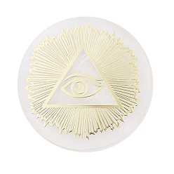 Eye Flat Round Natural Selenite Slice Coasters, Reiki Stone for Chakra Balance, Crystal Healing , Eye, 59.5~64x6.5~8mm