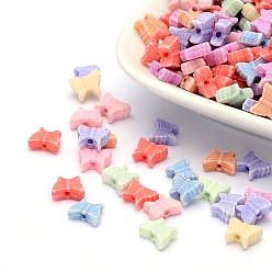 (52) Непрозрачная лаванда Ремесло стиль акриловые бусины, бабочка, разноцветные, 7x9x3 мм, Отверстие : 2 мм , около 3200-3250 шт / 500 г