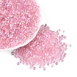 Hot Pink Transparent Electroplate Glass Beads, Nuggets, AB Color Plated, Dyed, No Hole, Hot Pink, 2~8x2~5x2~4mm, about 6428pcs/pound