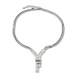Stainless Steel Color 304 Stainless Steel with Cubic Zirconia Necklaces, Stainless Steel Color, 18.46 inch(46.9cm)