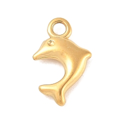Dolphin 304 прелести нержавеющей стали, ионное покрытие (ip), реальный 14 k позолоченный, дельфин, 9.5x6x1.5 мм, отверстие : 1.2 мм