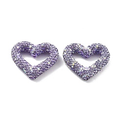 Хрусталь AB Бусины из полимерной глины в форме сердца со стразами, Фокальные бусины для самодельного брелока для телефона, принадлежности для изготовления ручек и ювелирных изделий, хрусталь AB, 27.5x33.5x8 мм, отверстие : 2 мм