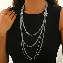 Серебро Длинные колье из металлизированной многослойной цепочки с кисточками и двойной застежкой., для свадебного и свадебного оформления, серебряные, 26.18 дюйм (66.5 см)