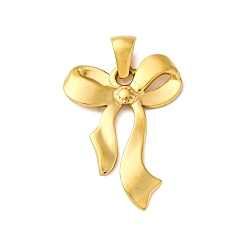 Настоящее золото 18K 201 подвески из нержавеющей стали, очарование бантом, реальный 18 k позолоченный, 26.5x19.5x3.5 мм, отверстие : 6x3 мм