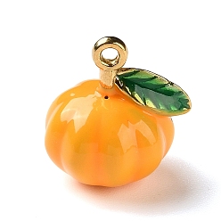 Оранжевый 304 прелести нержавеющей стали, тыквенные прелести, с эмалью, золотые, оранжевые, 13x12x10.5 мм, отверстие : 1.2 мм