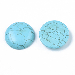Sky Blue Synthetic Turquoise Cabochons, Dyed, Half Round/Dome, Sky Blue, 28x7mm