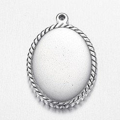Stainless Steel Color Tarnish Resistant 304 Stainless Steel Pendants, Oval, Stamping Blank Tag, Stainless Steel Color, 27x18x2.5mm, Hole: 1.5mm