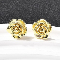Настоящее золото 18K Серьги-гвоздики в виде цветка из латуни, стойки покрытие, долговечный, без кадмия и без свинца, реальный 18 k позолоченный, 11.5x12.5 мм
