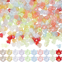 (52) Непрозрачная лаванда 400шт. 10цвета 6-лепестки имитация желе акриловые колпачки для бусин, с покрытием AB цвета, цветок, разноцветные, 11.5x10.5x8.5 мм, отверстие : 1.4 мм, 40 шт / цвет