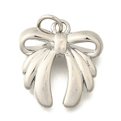 Платина Латунные подвески, бантом прелести, долговечный, с целью перехода в кольце, без свинца и без кадмия, стойки покрытие, платина, 17x16x3.5 мм
