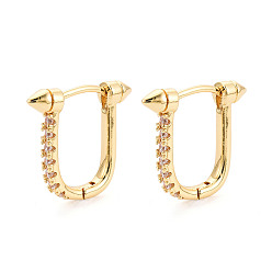 Настоящее золото 18K Латунные серьги-кольца из прозрачного кубического циркония, заклепка, реальный 18 k позолоченный, 15x17x3 мм